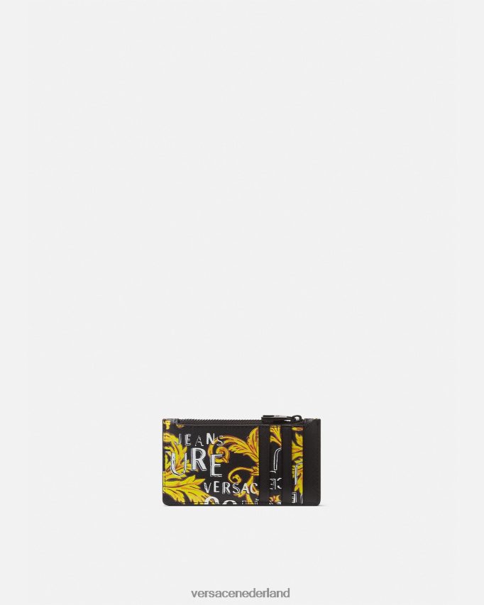 Versace Kaarthouder met logo couture-ritssluiting Heren zwart goud accessoires J2T4F42514
