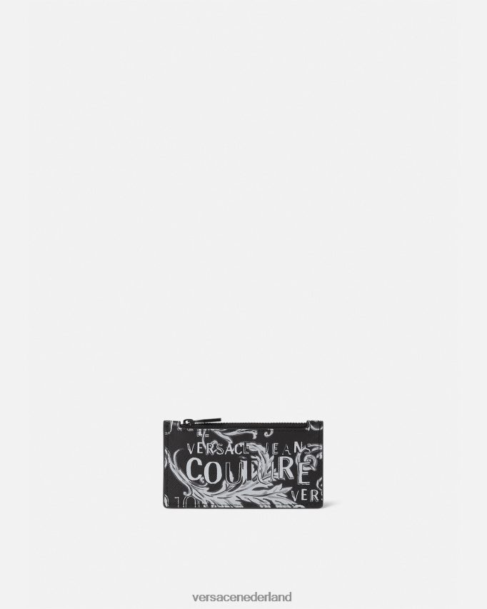 Versace Kaarthouder met logo couture-ritssluiting Heren zwart grijs accessoires J2T4F42513