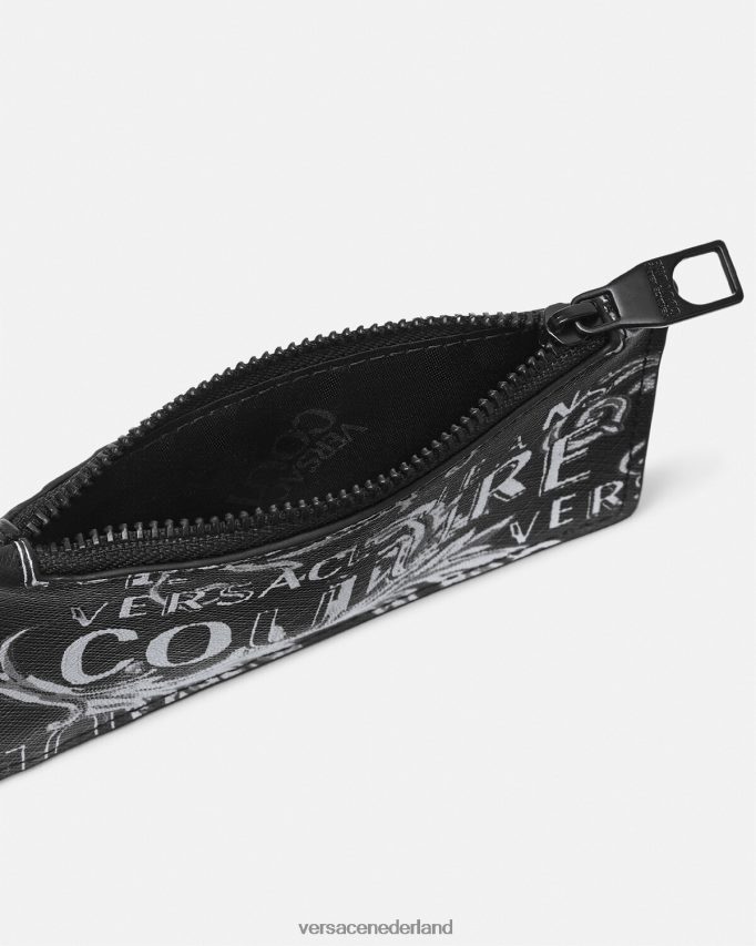 Versace Kaarthouder met logo couture-ritssluiting Heren zwart grijs accessoires J2T4F42513