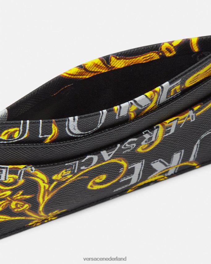 Versace kaarthouder met logo couture Heren zwart goud accessoires J2T4F42515