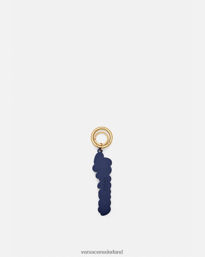 Versace Siliconen sleutelhanger met varsity-logo Heren blauw accessoires J2T4F41655