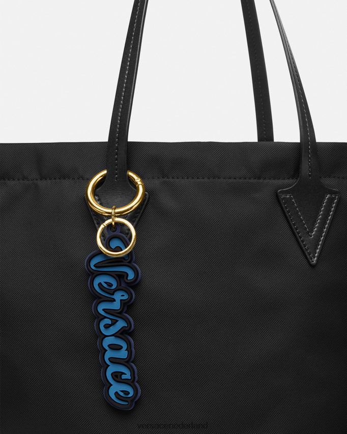 Versace Siliconen sleutelhanger met varsity-logo Heren blauw accessoires J2T4F41655