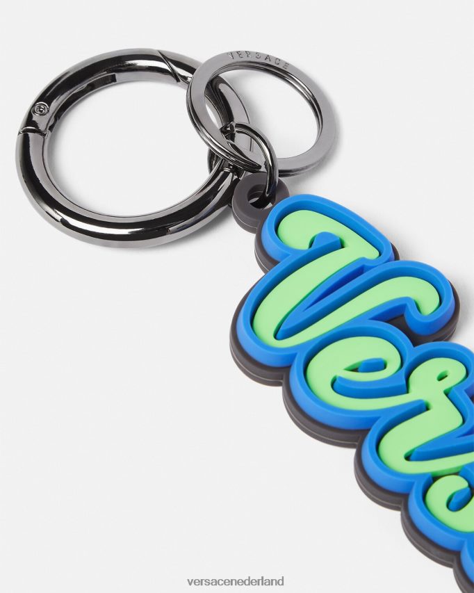 Versace Siliconen sleutelhanger met varsity-logo Heren groen water accessoires J2T4F41666