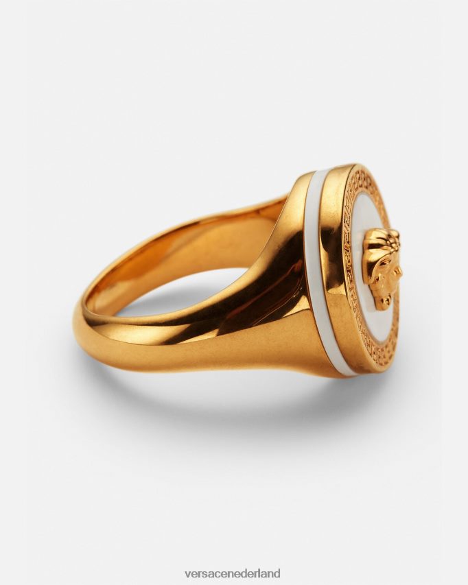 Versace emaille Medusa-ring Heren goud en wit accessoires J2T4F41693