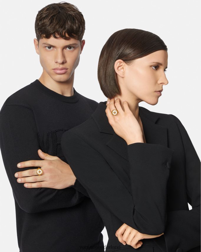 Versace emaille Medusa-ring Heren goud en wit accessoires J2T4F41693