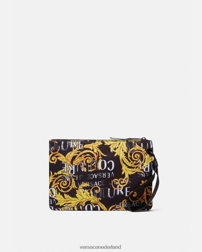 Versace Couture v-embleemzakje met dubbel logo Heren zwart goud accessoires J2T4F42497