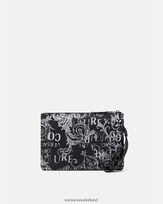 Versace Couture v-embleemzakje met dubbel logo Heren zwart grijs accessoires J2T4F42496