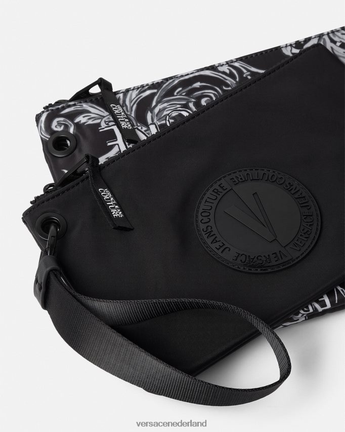 Versace Couture v-embleemzakje met dubbel logo Heren zwart grijs accessoires J2T4F42496