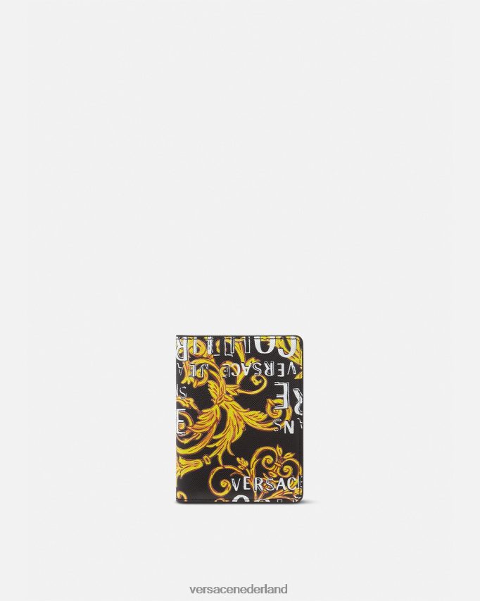 Versace Tweevoudige lange portemonnee met logo couture Heren zwart goud accessoires J2T4F42519