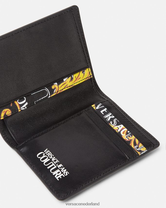 Versace Tweevoudige lange portemonnee met logo couture Heren zwart goud accessoires J2T4F42519