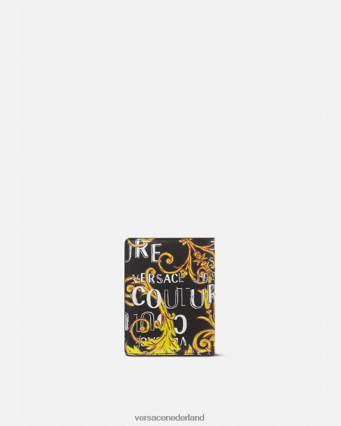Versace Tweevoudige lange portemonnee met logo couture Heren zwart goud accessoires J2T4F42519