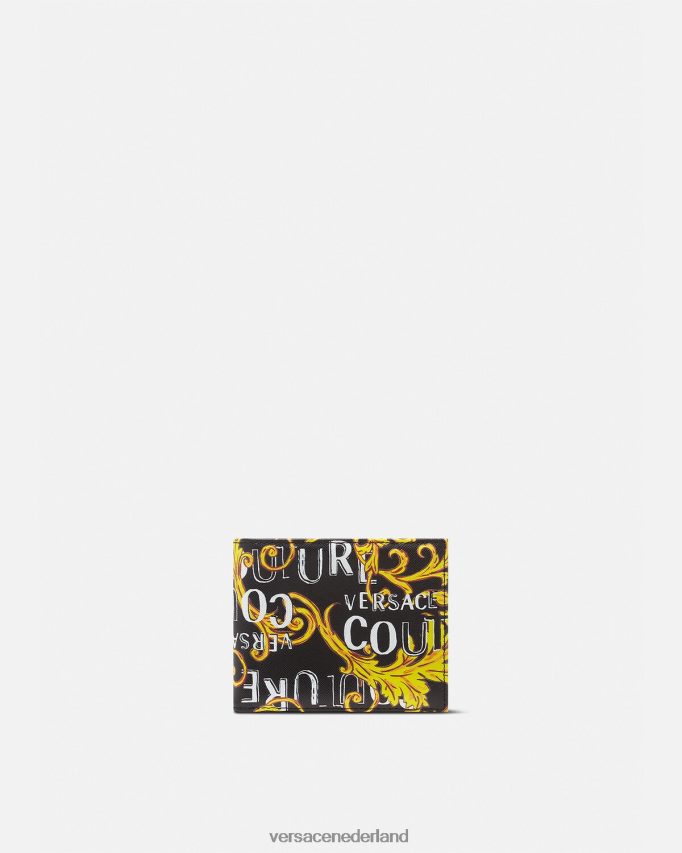 Versace Tweevoudige portemonnee met logo couture Heren zwart goud accessoires J2T4F42517