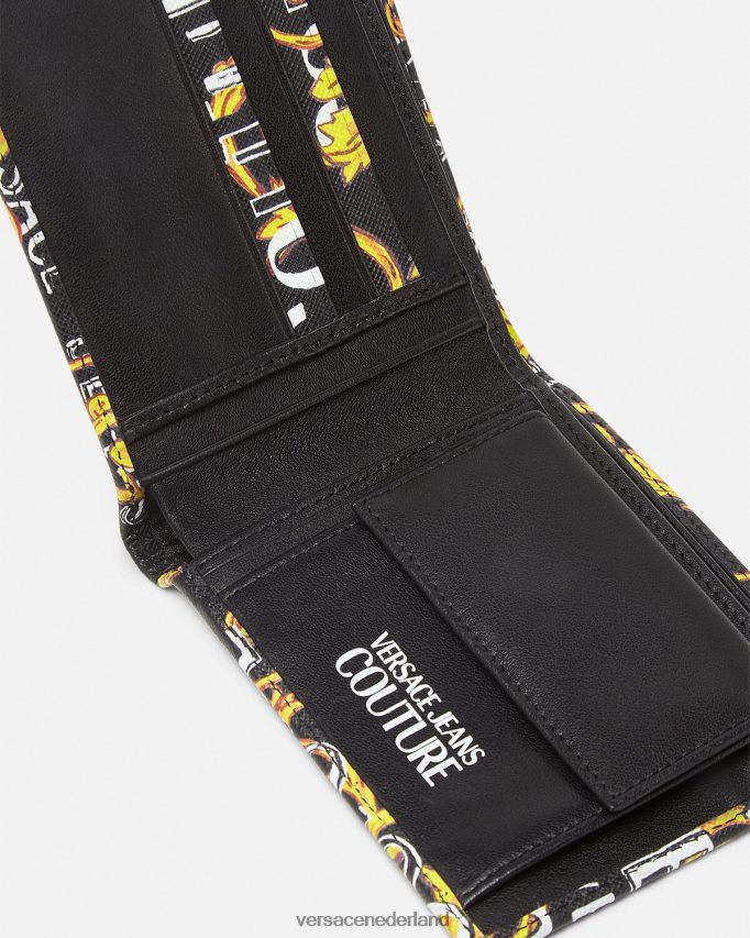 Versace Tweevoudige portemonnee met logo couture Heren zwart goud accessoires J2T4F42517
