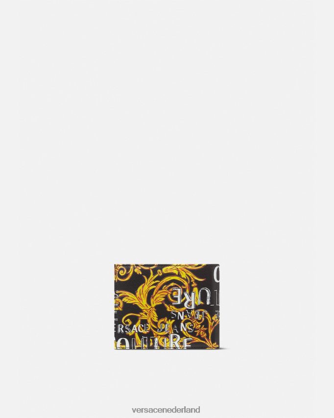 Versace Tweevoudige portemonnee met logo couture Heren zwart goud accessoires J2T4F42517