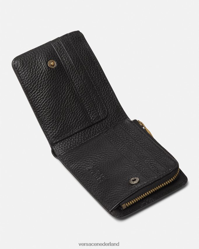 Versace Tweevoudige portemonnee met logo-snap Heren zwart accessoires J2T4F42474