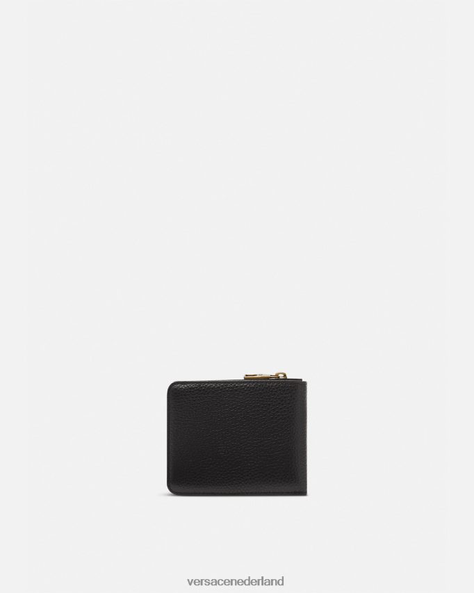 Versace Tweevoudige portemonnee met logo-snap Heren zwart accessoires J2T4F42474