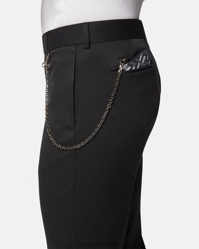 Versace la greca handtekening kettingkaarthouder Heren zwart grijs accessoires J2T4F41652