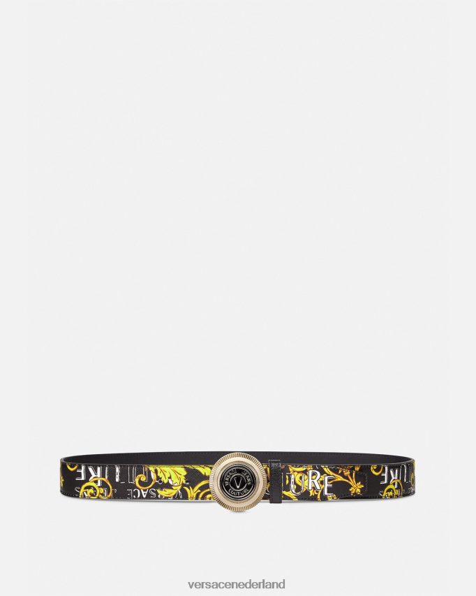 Versace Couture ronde riem met v-embleemlogo Heren zwart goud accessoires J2T4F42512