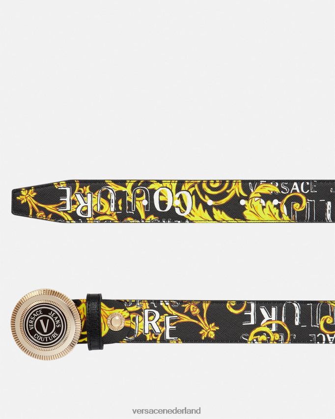 Versace Couture ronde riem met v-embleemlogo Heren zwart goud accessoires J2T4F42512