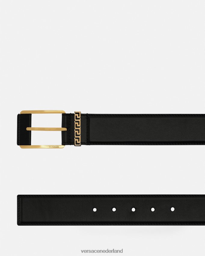 Versace Leren riem met Greca-accent Heren zwart accessoires J2T4F41615