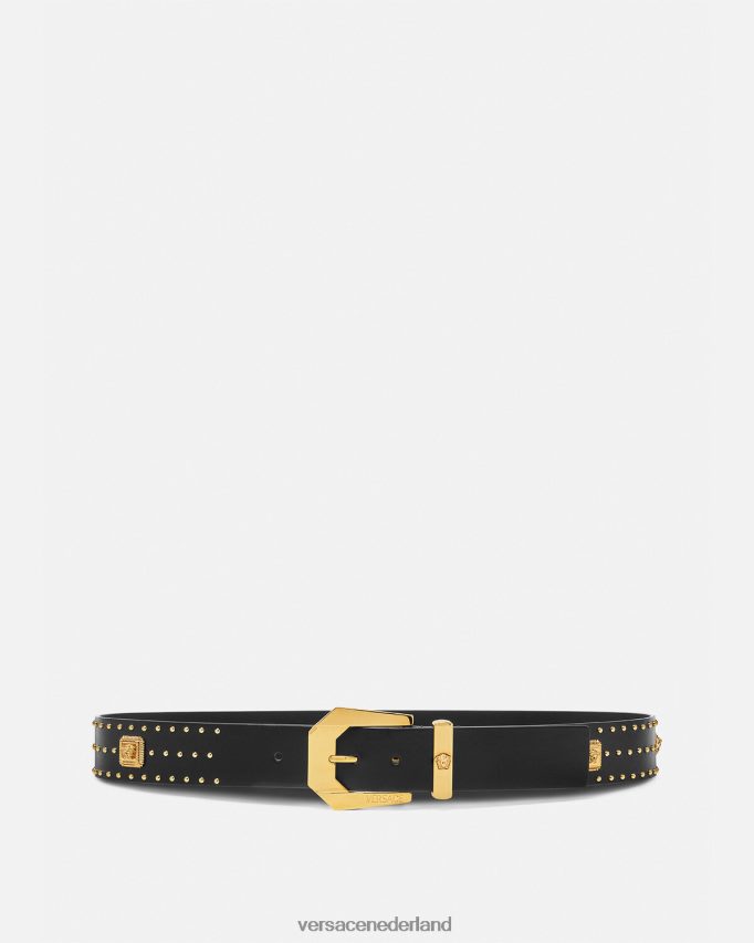 Versace Medusa Heritage leren riem met studs Heren zwart accessoires J2T4F41625