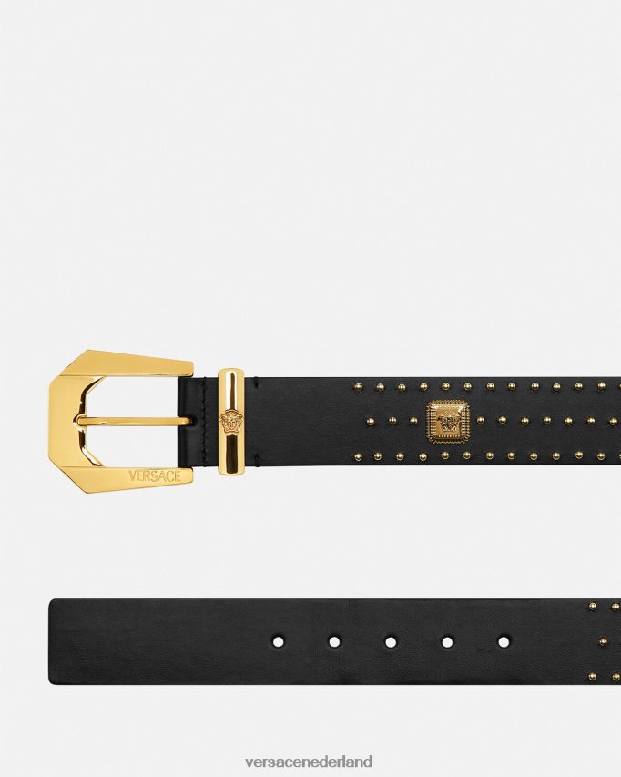 Versace Medusa Heritage leren riem met studs Heren zwart accessoires J2T4F41625