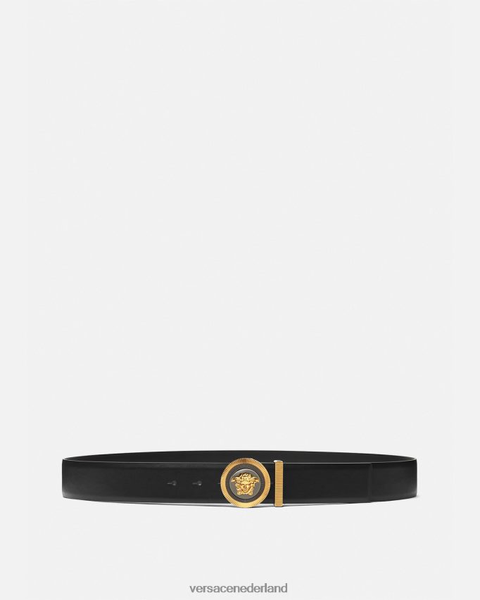 Versace emaille Medusa Biggie lederen riem Heren zwart goud accessoires J2T4F41608