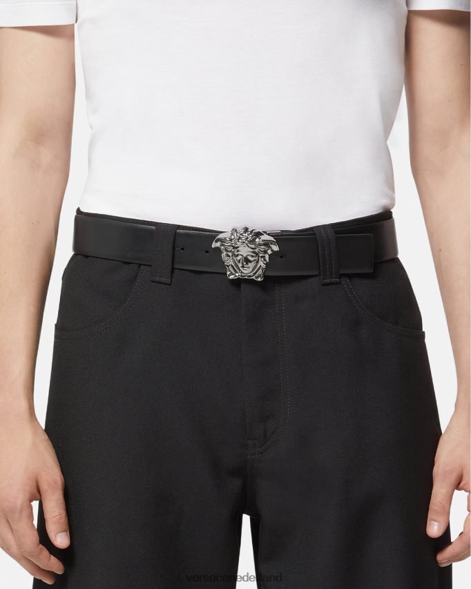 Versace la greca medusa omkeerbare riem Heren zwart grijs accessoires J2T4F41628