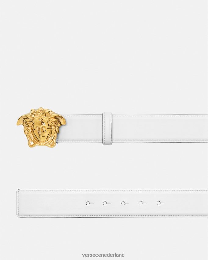Versace leren riem van la medusa Heren wit goud accessoires J2T4F41622