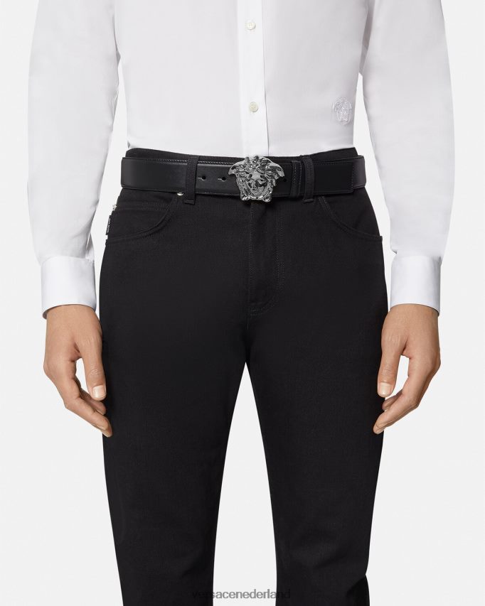 Versace leren riem van la medusa Heren zwart accessoires J2T4F41621