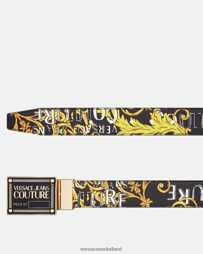 Versace omkeerbare coutureriem met logo Heren zwart goud accessoires J2T4F42506