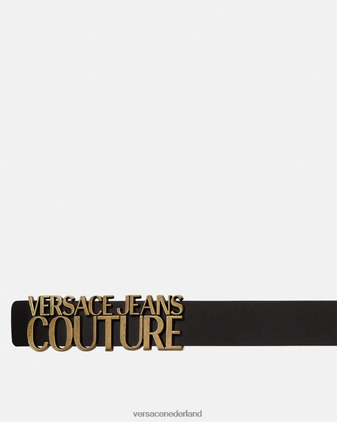 Versace riem met logo-opschrift Heren zwart goud accessoires J2T4F42478