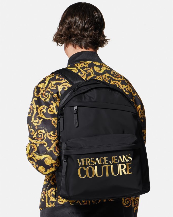 Versace Couture-rugzak met logo Heren zwart goud accessoires J2T4F42492