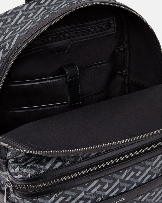 Versace La Greca kenmerkende rugzak Heren zwart grijs Tassen J2T4F41487