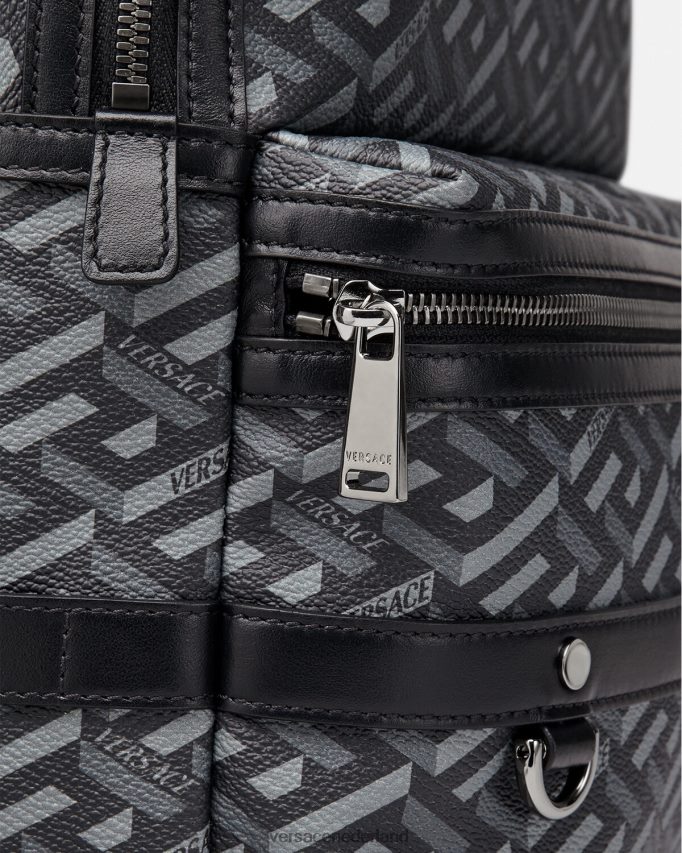 Versace La Greca kenmerkende rugzak Heren zwart grijs Tassen J2T4F41487