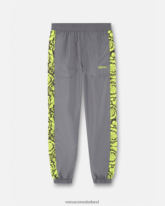 Versace Barocco silhouet gym trainingsbroek Heren grijs en limoen kleding J2T4F41460