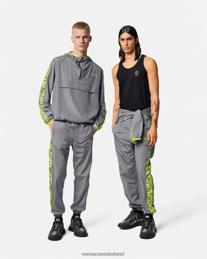 Versace Barocco silhouet gym trainingsbroek Heren grijs en limoen kleding J2T4F41460