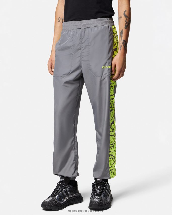 Versace Barocco silhouet gym trainingsbroek Heren grijs en limoen kleding J2T4F41460