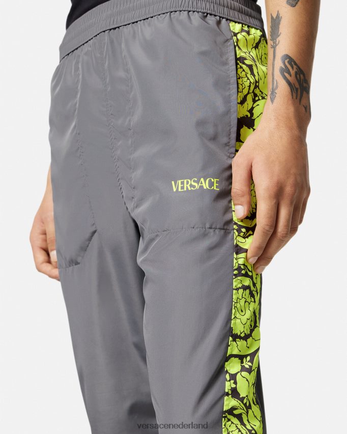 Versace Barocco silhouet gym trainingsbroek Heren grijs en limoen kleding J2T4F41460