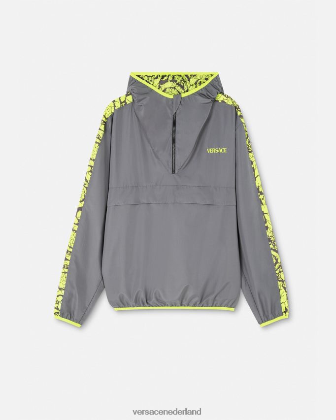 Versace Barocco silhouet gym trainingsjack Heren grijs en limoen kleding J2T4F41461