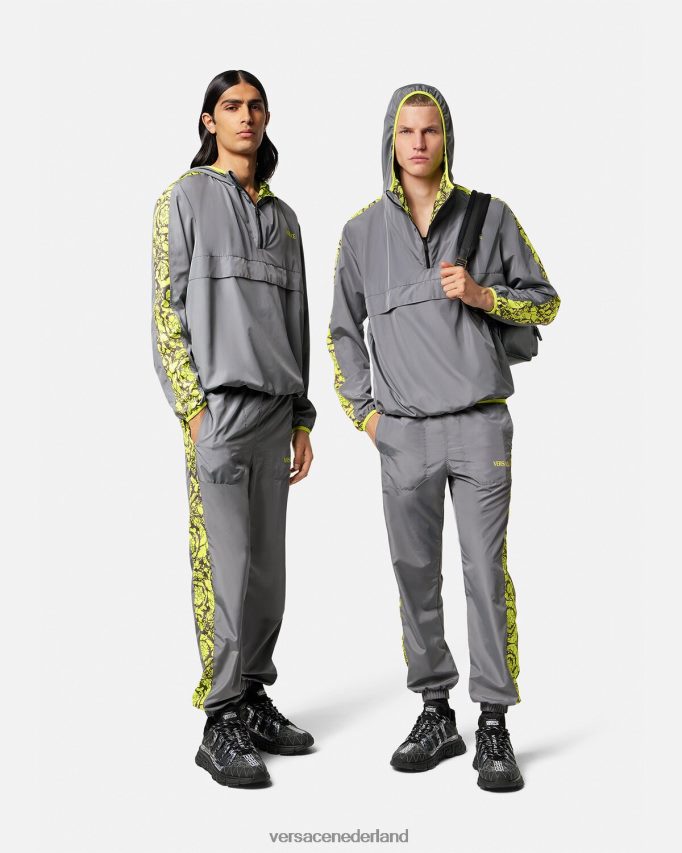 Versace Barocco silhouet gym trainingsjack Heren grijs en limoen kleding J2T4F41461