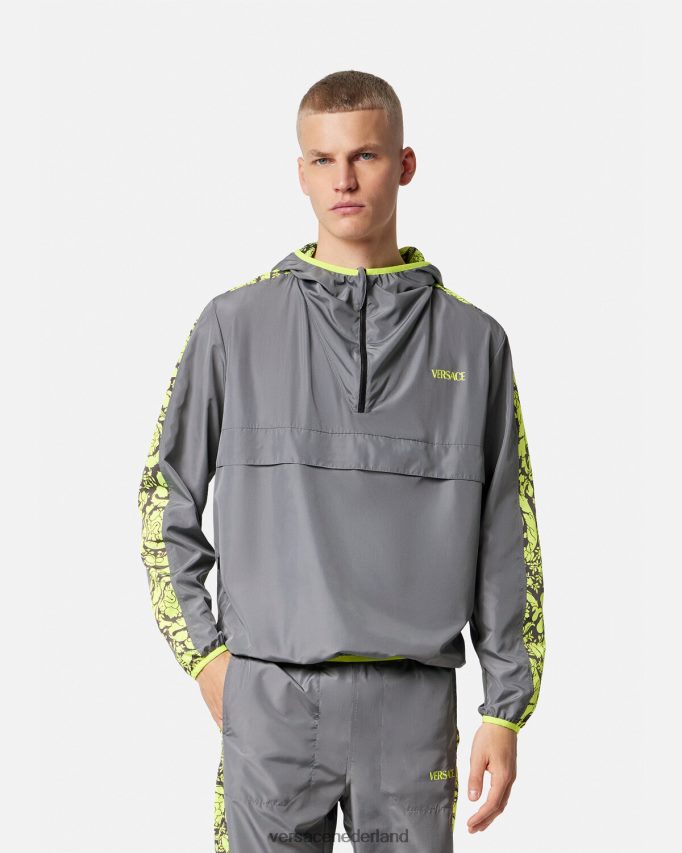 Versace Barocco silhouet gym trainingsjack Heren grijs en limoen kleding J2T4F41461