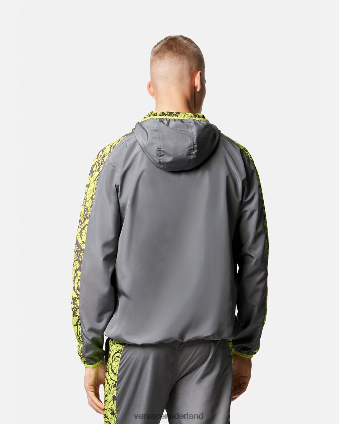 Versace Barocco silhouet gym trainingsjack Heren grijs en limoen kleding J2T4F41461