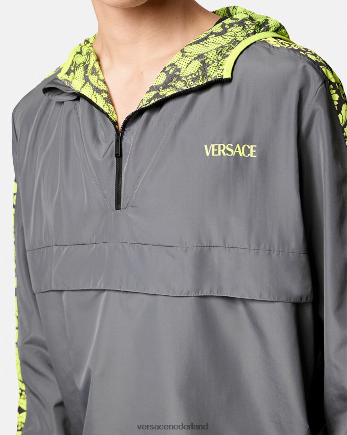 Versace Barocco silhouet gym trainingsjack Heren grijs en limoen kleding J2T4F41461