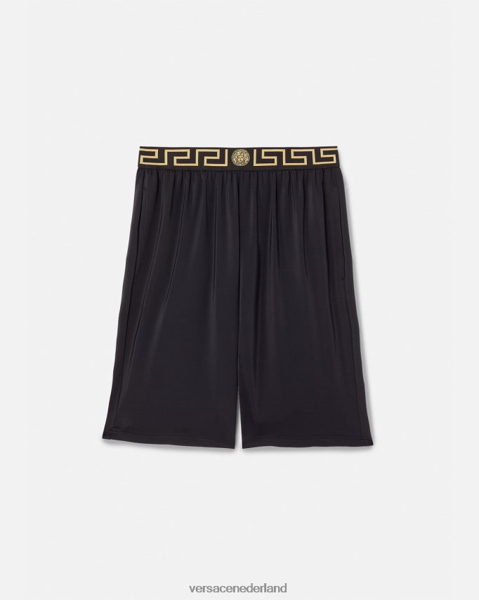 Versace Greca lange boardshort met rand Heren zwart kleding J2T4F41455