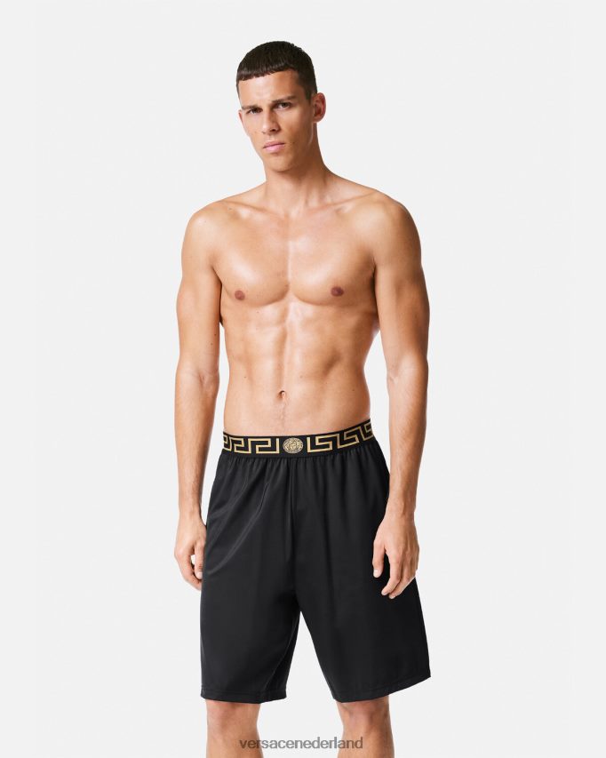 Versace Greca lange boardshort met rand Heren zwart kleding J2T4F41455