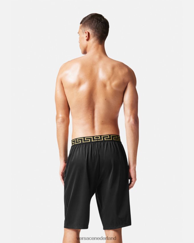 Versace Greca lange boardshort met rand Heren zwart kleding J2T4F41455
