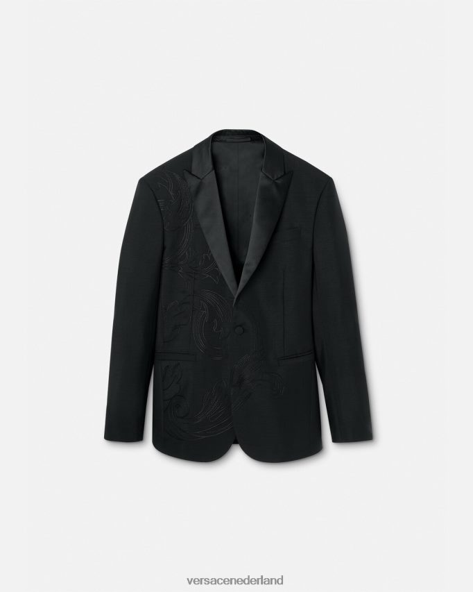 Versace Barocco geborduurde formele blazer Heren zwart kleding J2T4F41262