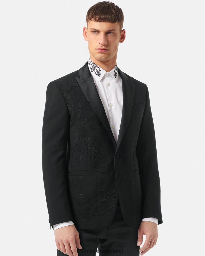 Versace Barocco geborduurde formele blazer Heren zwart kleding J2T4F41262