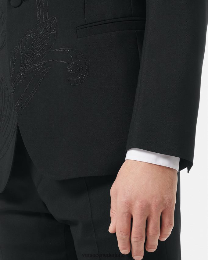 Versace Barocco geborduurde formele blazer Heren zwart kleding J2T4F41262